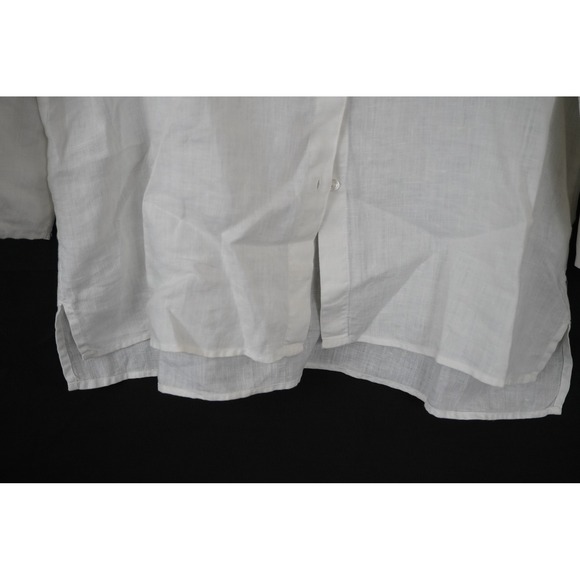 James Perse Standard White 100% Linen Roll Tab Sleeve Button Up  Shirt XL - Picture 6 of 11